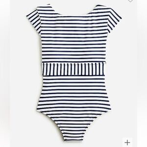 J.Crew Cap-sleeve One Piece Striped Swimsuit